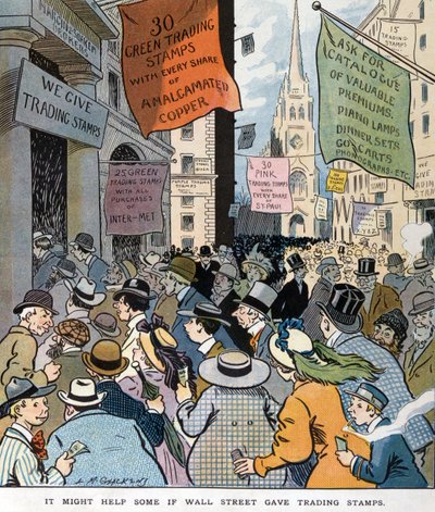 Možná by někomu pomohlo, kdyby Wall Street vydala obchodní známky od Louise Glackense 1866-1933, umělce. Vydáno 1907. od Louis Glackens