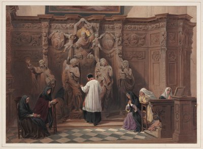 Zpovědnice, kostel sv. Pavla, Antverpy, 1838. od Louis Haghe