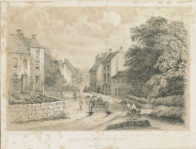 Eccleshall Village: litografie od Louis Haghe