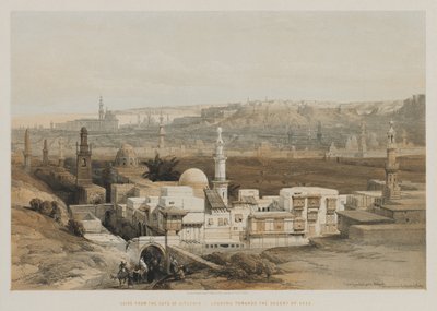 Egypt a Núbie, svazek III: Káhira od brány Citzenib, pohled k Suezské poušti, 18 od Louis Haghe