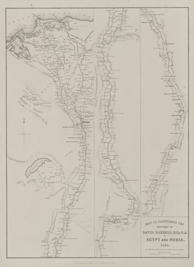 Egypt and Nubia, Volume III: Map to Illustrate the Sketches of David Roberts, Esq: R.A. v Egyptě a Núbii 1849 od Louis Haghe