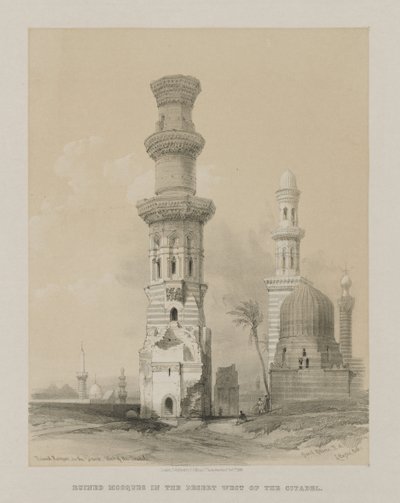 Egypt a Núbie, svazek III: Zničené mešity v poušti, západně od Citadely od Louis Haghe