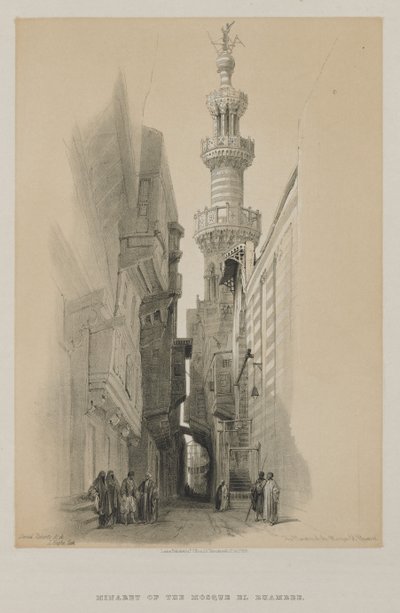 Egypt a Núbie, svazek III: Minaret mešity El Rhamree od Louis Haghe