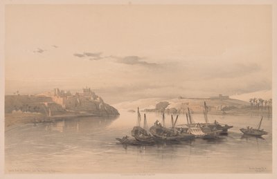 Egypt a Núbie: svazek II – č. 28, Celkový pohled na Asouan a ostrov Elephantine od Louis Haghe