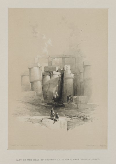 Egypt a Núbie, svazek II: Část síně sloupů v Karnaku, Théby, 1847. od Louis Haghe