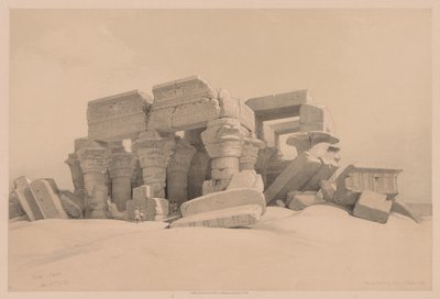 Egypt a Núbie: svazek I – č. 1, č. 2, pozůstatky sloupořadí chrámu Kom Ombo od Louis Haghe