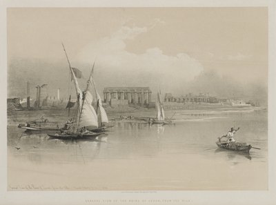 Egypt a Núbie, svazek I: Celkový pohled na ruiny Luxoru, Od Nilu, 1846. od Louis Haghe
