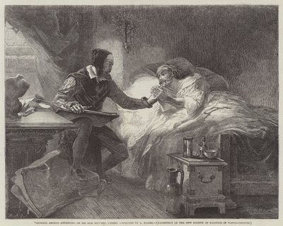 Michael Angelo se účastní svého Nemocného služebníka Urbina od Louis Haghe