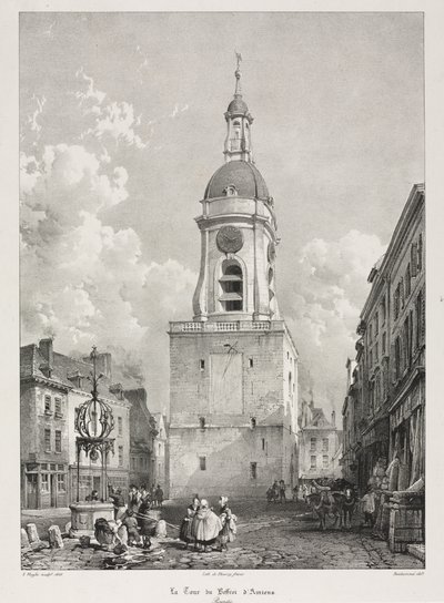 Malebné a romantické cesty ve staré Francii, Picardie: Zvonice v Amiens..., 1835. od Louis Haghe