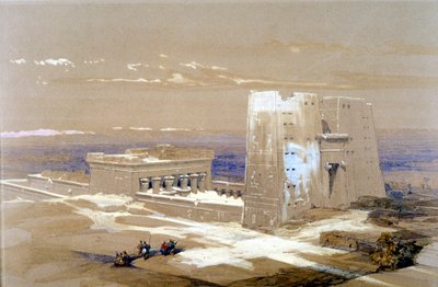 Pískovcový chrám v Edfu, zasvěcený bohu Horovi se sokolí hlavou, Egypt, 1838 od Louis Haghe