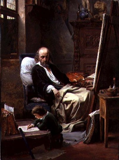 Mladý umělec (olej na plátně) od Louis Haghe