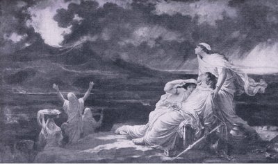 Herculaneum: Erupce Vesuvu, ilustrace ze Světové knihovny nejlepších knih, kolem roku 1940 od Louis Hector Leroux