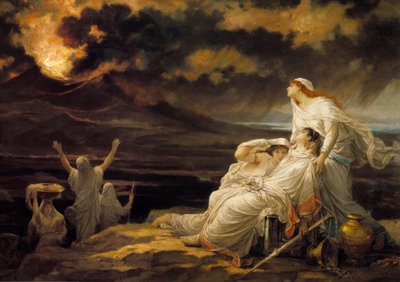 Herculanum (23. srpna 79): starověké město zničené erupcí Vesuvu a obyvatelé, kteří se přišli uchýlit na kopec - obraz Louise Hectora Lerouxe (1829-1900) od Louis Hector Leroux