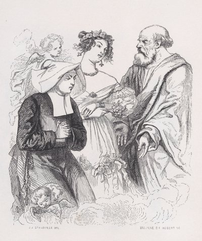 Dvě sestry lásky z The Complete Works of Béranger, 1836. Tvůrci: Louis-Henri Brevière, Cesar-Auguste Hebert. od Louis Henri Brevière, Cesar Auguste Hebert