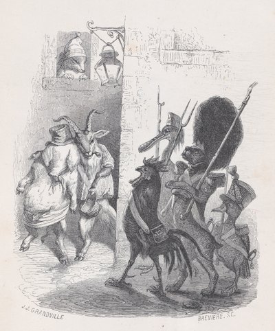 Nejednou byl pan de *** při odchodu z maškarního plesu zatčen hlídkou..., cca. 1837-47. od Louis Henri Brévière