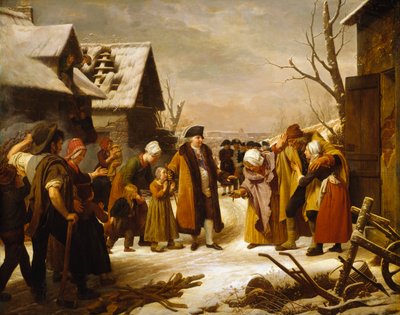 Ludvík XVI. Rozdával almužny chudým z Versailles v zimě roku 1788 od Louis Hersent