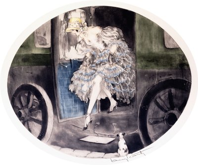 Alighting from the Carriage, c.1920-1930s (lept a akvatinta) od Louis Icart