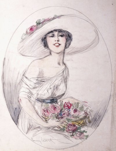 Dívka s kyticí květin od Louis Icart