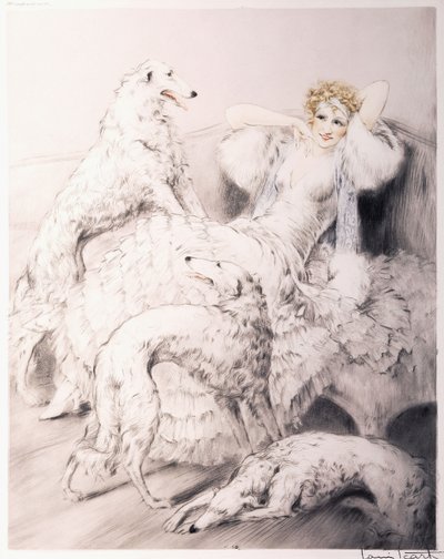 Gril s barzojem od Louis Icart