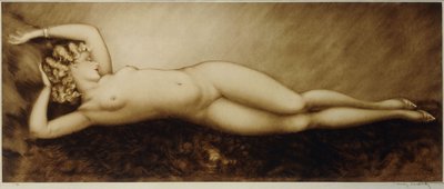 Repose, cca 1934 (lept a suchá jehla, tištěno barevně) od Louis Icart
