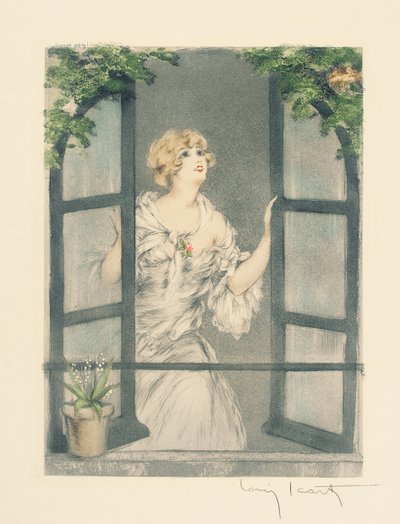 The Four Seasons: Spring, c.1928 (ručně kolorovaná suchá jehla a akvatinta) (viz také 745548-51) od Louis Icart