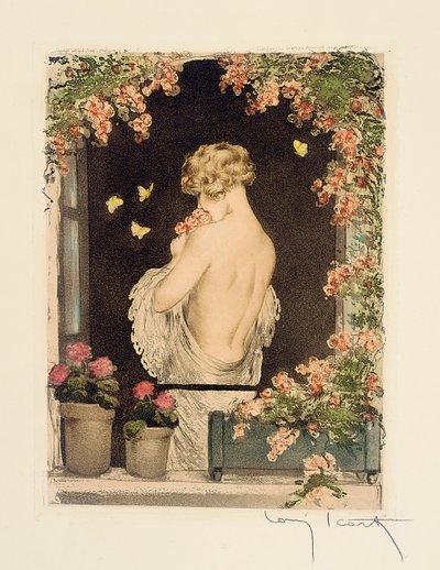 The Four Seasons: Summer, c.1928 (ručně kolorovaná suchá jehla a akvatinta) (viz také 745548-51) od Louis Icart