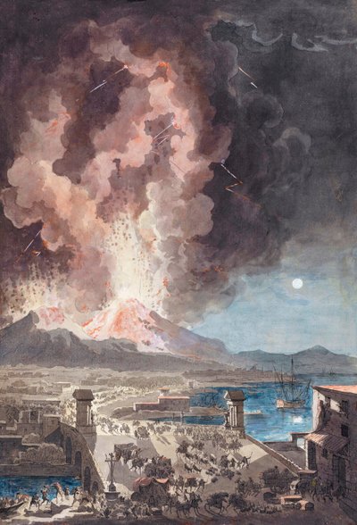 Erupce sopky Vesuv v Itálii v roce 1779. od Louis Jean (after) Desprez