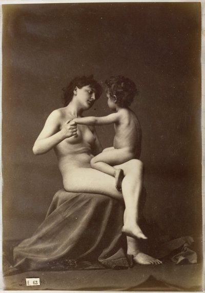 Studie ženského aktu, sedícího s nahým dítětem na klíně od Louis Jean Baptiste Igout (attributed to)