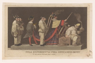 Paráda s kvákadlem Sola Experientia vera medicamina docet / Tis jediná zkušenost, která učí správné léky (název na předmětu) od Louis Jean Desprez (attributed to)
