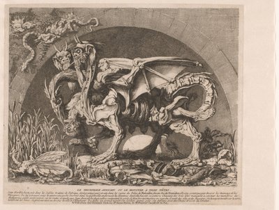Chiméra Chimaera Chimera of Monsieur Deprez (původní název) Africké tříhlavé monstrum nebo tříhlavé monstrum (název na předmětu) od Louis Jean Desprez