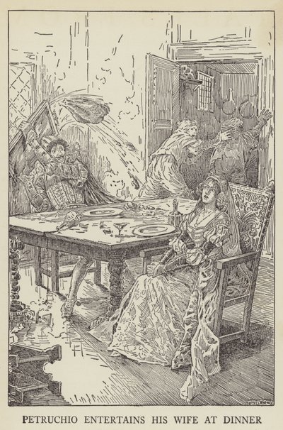 Petruchio baví svou ženu u večeře od Louis John Rhead