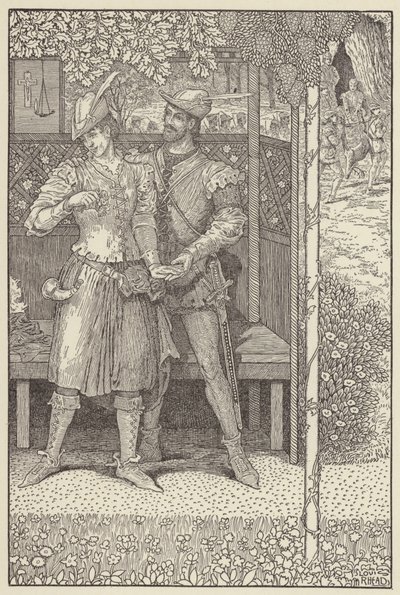 Robin Hood a Marian v jejich altánku od Louis John Rhead