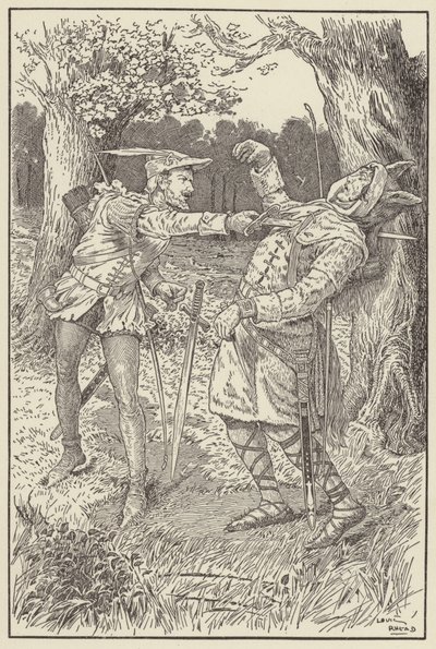Robin projel svou čepelí tělem sira Guye od Louis John Rhead