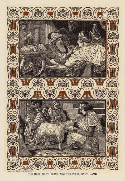 Hostina boháče a beránek chudáka (litografie) od Louis John Rhead