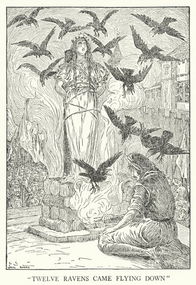"Dvanáct havranů přiletělo dolů" (litho) od Louis John Rhead