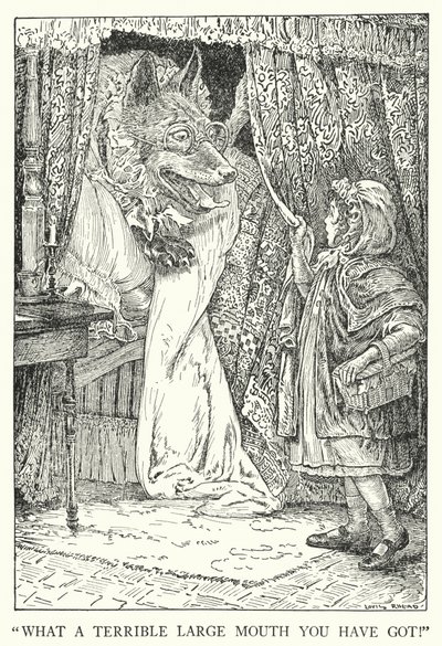 "Jaká strašná velká ústa máš!" (litho) od Louis John Rhead