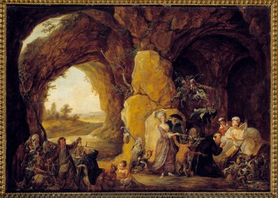 Pokušení svatého Antonína Poustevník Svatý Antonín Veliký (251-356) (neboli svatý Antonín Poustevník nebo svatý Antonín Abbe) je na poušti vystaven pokušením ďábla. Obraz Louise Josepha Watteau dit Watteau de Lille (1731-179 od Louis Joseph  Watteau