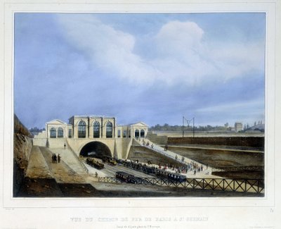 Železnice z Paříže do Saint Germain - v „Paříži roku 1837“ od Arnouta od Louis Jules Arnout