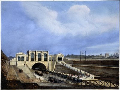 Železnice z Paříže do Saint Germain - v „Paříži roku 1837“ od Arnouta od Louis Jules Arnout