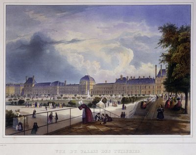 Pohled na Palais des Tuileries - v „“ Paříži v roce 1837 ““ od Arnouta od Louis Jules Arnout