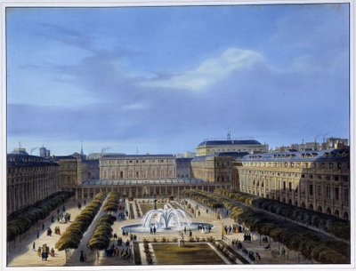 Pohled do zahrady královského paláce - v „Paříži v roce 1837“ od Arnouta od Louis Jules Arnout