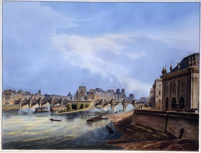 Pohled na most Neuf - v „“ Paris en 1837“ od Arnouta od Louis Jules Arnout