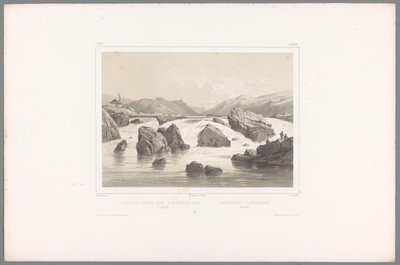 Rybáři lososů na řece Kassa v Hallandu Pêche du saumon dans la rivière de Kassa à Halland / Laxefiskeriet i Kassaelven, Halland (název na objektu) Tváře ve Skandinávii (název série) Vues du Nord. Semiš (název série) od Louis Julien Jacottet