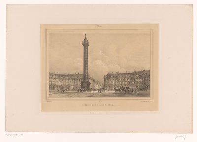 Pohled na Colonne Vendôme Colonne de la Place Vendôme (název na objektu) Tváře v Paříži a okolí (název série) Paris (název série na objektu) od Louis Julien Jacottet