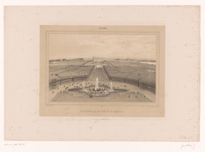 Pohled na zahrady ve Versailles Vue generale du Parc et du Château (název na objektu) Tváře v Paříži a okolí (název série) Versailles (název série na objektu) od Louis Julien Jacottet