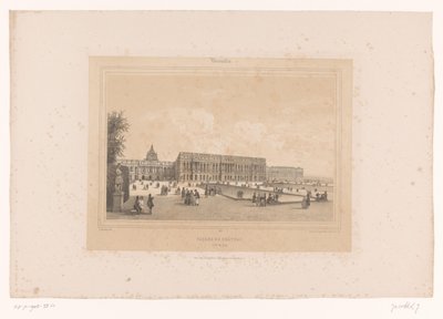 Pohled na palác ve Versailles ze zahrad Facade du Château, Côté du Parc (název na objektu) Tváře v Paříži a okolí (název série) Versailles (název série na objektu) od Louis Julien Jacottet