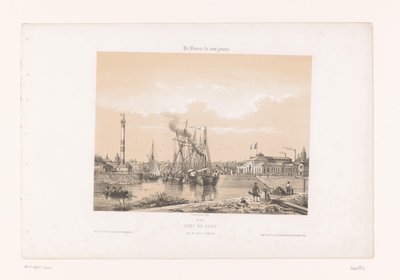 Pohled na Caen z Cours Caffarelli Port de Caen, Pris du Cours Caffarelli (název na objektu) Současná Francie (název série) La France de nos jours (název série na objektu) od Louis Le Breton