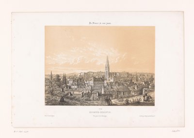 Pohled na Quimper z kopce Quimper-Corentin. Vue cena de la Montagne (název na objektu) Současná Francie (název série) La France de nos jours (název série na objektu) od Louis Le Breton