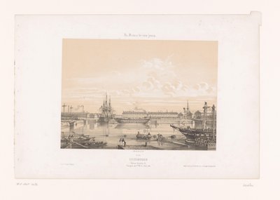 Pohled na Bassin Napoléon III v přístavu Cherbourg Cherbourg. Basin Napoleon III (název na předmětu) Současná Francie (název série) La France de nos jours (název série na objektu) od Louis Le Breton