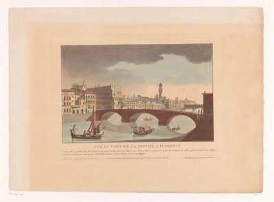 Pohled na Ponte Santa Trinita ve Florencii Vue du Pont de la Trinité ve Florencii (název na objektu) Panoráma měst v Itálii, Španělsku a Egyptě (název série) od Louis Lecoeur
